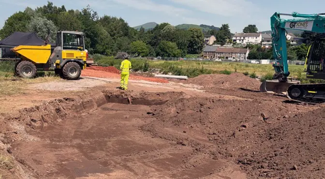 Stripping topsoil for the north access and piling platform